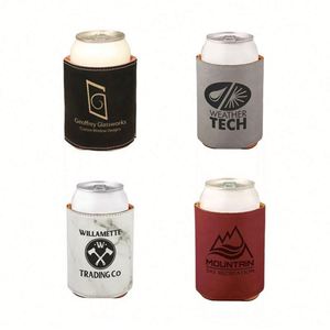 Manchon isotherme personnalisé en similicuir et néoprène pour canette de bière 12 oz, idéal pour les cadeaux de mariage - Product Image 4