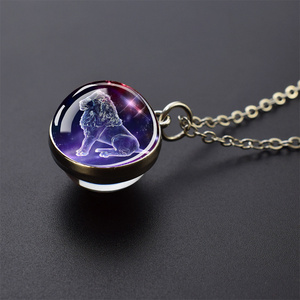 Collana zodiacale da donna con sfera di vetro da 20mm con <span class=keywords><strong>gioielli</strong></span> in argento da <span class=keywords><strong>Leo</strong></span> per occasioni di matrimonio - Product Image 2