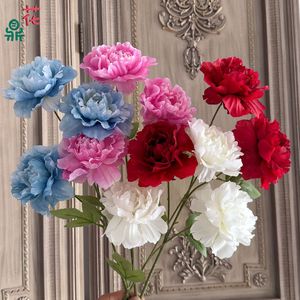 Ramo de peonías artificiales de seda de 3 cabezas para decoración del hogar y bodas - Product Image 2