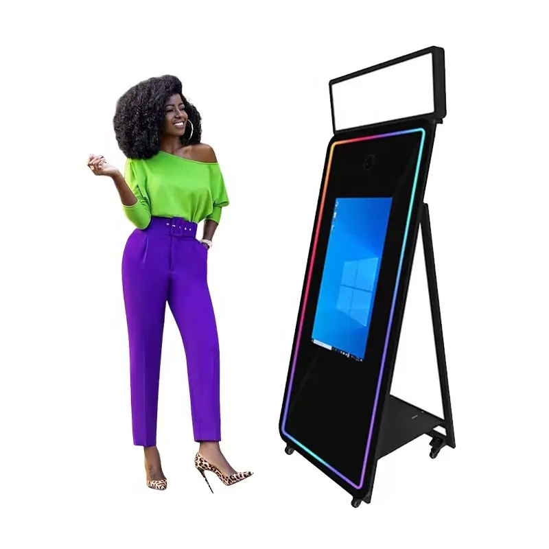 2024 Social Photo Mirror Booth High Quality Mirror Magic Selfie Photo Booth Touch Screen 70 Inch Mirror Photo Booth With Printer