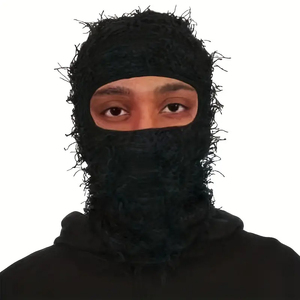 Passamontagna in Maglia Personalizzato all'Ingrosso, Stile Distressed Fuzzy Grassy One Hole Yeat Shiesty, Maschera da Sci, Balaclava - Product Image 1