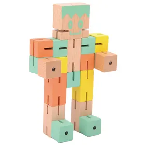 教育搞笑变形卡通折叠机器人彩虹立方体积木机器人