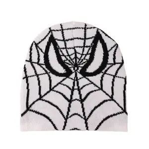 Moda örümcek Web örme kasketleri kulak koruyucu soğuk hava jakarlı kap güz kış açık sürme sıcak şapka toptan