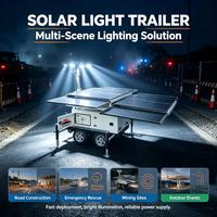Remorque d'éclairage solaire à mât télescopique, éclairage LED alimenté par l'énergie solaire avec silicium monocristallin pour l'éclairage d'événements en extérieur
