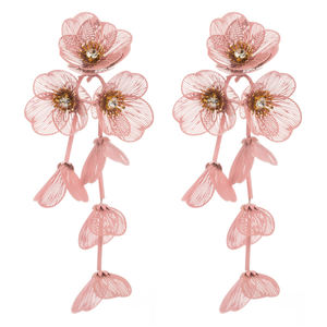 Pendientes Largos de Aleación con Flores en Capas, Estilo Vacacional de Verano, Joyería de Alta Gama para Mujer, Venta al Por Mayor - Product Image 6