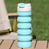 Bouteille d'eau de sport pliable en silicone, anti-fuite, sans BPA, 500 ml, unisexe, avec bouchon à paille