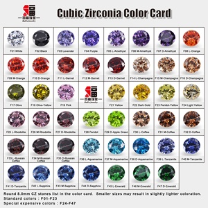 เพชรคิวบิกเซอร์โคเนียทรงกลมเจียระไนแบบบริลเลียนท์ ขนาด 8.0 มม. 47 สี คุณภาพ 4A 5A ขายส่ง - Product Image 1