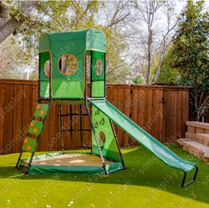 Structure de jeu d'extérieur portable pour enfants avec toboggan, balançoire, trampoline et aire de <span class=keywords><strong>jeux</strong></span> couverte en ABS/PP - Product Image 2