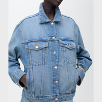 Veste en jean délavé unisexe décontractée coupe classique 100 % coton