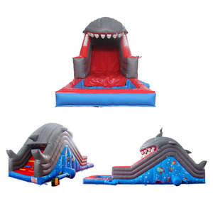 Tobogán inflable de tiburón personalizado comercial Tobogán de agua inflable de Pvc para niños con piscina para niños Precio de fábrica - Product Image 3