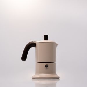 Cafetera Moka de inducción de aluminio hecha en Italia, 3 tazas, percolador eléctrico para elaboración de café, Angelina gris/blanco - Product Image 1