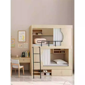 आधुनिक डबल बेड लोफ्ट बिस्तर फ्रेम, कैप्सूल डिजाइन थोक, लकड़ी और लोहे के होटल बिस्तर, स्कूल छात्र छात्रावास - Product Image 5