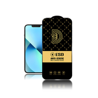 Gouden Diamant Anti-Statische Esd 0.4Mm Volledige Cover 9H Gehard Glas Schermbeschermer Voor Iphone 13 16 15 Pro 17 Pro Max 15 Plus