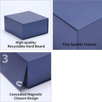 Boîte cadeau en carton rigide recyclable avec logo personnalisé, pour cosmétiques, robe de mariée, fermeture pliable, papier bleu, emballage magnétique