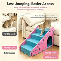 Lit pour chat multifonctionnel de luxe écologique 2 en 1 avec échelle à côtés hauts, planche à gratter en feutre, rampe pour chat amovible