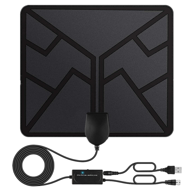 Ultra-light Flat Design Indoor Digital TV Antenna with UHF/VHF Support Coaxial Connection High-definition Ground-wave Receiving