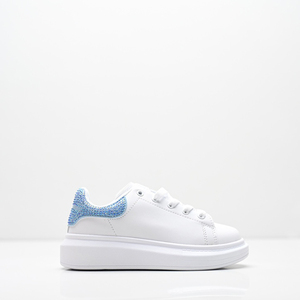 Scarpe da Skateboard per Bambini di Design, Trendy per Ragazzi e Ragazze, Bianche con Strass, Casual, Leggere, con Lacci alla Caviglia - Product Image 4