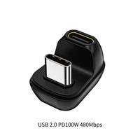 Adaptor USB C 180 derajat berbentuk U dengan konektor adaptor kecepatan tinggi Transfer Data 40Gbps