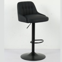 Tabouret de bar réglable Henglin noir mat, 360 °   Chaise de bar pivotante avec repose-pieds, en cuir PU pour bar à domicile et cuisine