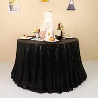 Nappe de table ronde en tissu pailleté pour fête de mariage, grande taille 132 pouces, nappe ronde noire à paillettes, nappe ronde noire à paillettes