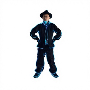 Conjunto de Disfraz de Baile Unisex de Poliéster/Rayón con Estampado Fluorescente Luminoso MJ Blanco de Alta Visibilidad, Sombrero Fedora para Actuaciones en Escenario - Product Image 1