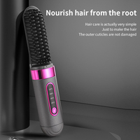 Nouveau Peigne Chauffant Portable à Ions Négatifs 2026, Rechargeable et Sans Fil, Mini Lisseur Électrique, Brosse Lissante pour Cheveux