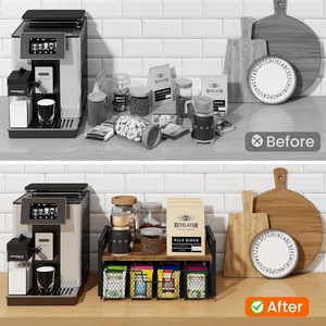 <b>Desktop</b> Coffee Pod Storage Organizer Metal Countertop <b>Shelf</b> With Sliding Compartment For Tea Bag And Coffee Capsule Holder - Product Image 5