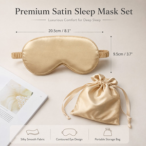 Luxury Satin Silk 4Pcs Accessory Gift Set Eye <b>Mask</b> Scrunchie Headband Storage Bag Portable Travel Night Rest <b>Sleep</b> Kit - Product Image 2