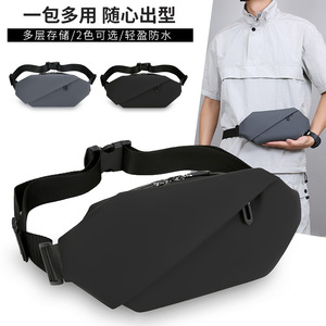 Men's Chest Bag Multifunctional Waterproof Waist Pack Solid Color Spring 2024 Everyday Use - Product Image 1
