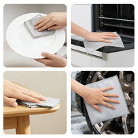 Chiffon de nettoyage multi-usages en microfibre, non rayant, avec fil argenté, pour cuisine, sans peluches, pour séchage et nettoyage