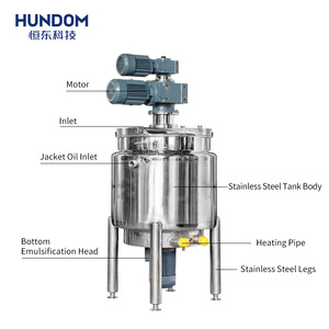 100 200 500 3000L hơi nước sưởi ấm làm mát bằng thép không gỉ đôi vỏ bọc KHUẤY TRỘN bể nhũ hóa bể trộn homogenizer - Product Image 6