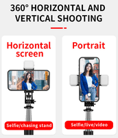 Perche à selfie télescopique pliable longue avec trépied, télécommande rechargeable et fonction lumière pour iPhone/Android, idéale pour le vlogging et le direct