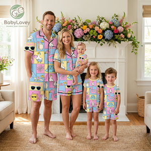 Babylovey Pijamas Familiares Personalizados de Lujo en Viscosa de Bambú, Ropa de Dormir Suave para Papá, Mamá y Niños - Product Image 6