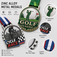 Médailles de sport personnalisées en alliage de zinc 3D, golf, cyclisme, boxe, taekwondo, avec ruban imprimé pour les tournois, les écoles, les clubs