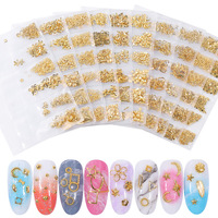 Vente en gros de 6 grilles patch de cadre en métal évidé décorations d'art d'ongle 3d alliage étoile mois rivet rétro accessoires d'ongle