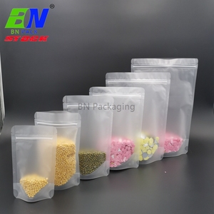 bioplastic frosted biodegradable bag reclosable cloth packaging bag with clear zipper