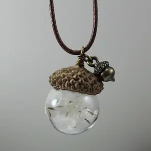 Acorn-Colgante de concha de pino para mujer, combinación aleatoria de bola de cristal, diente de león, collar de la Conferencia de Mujeres