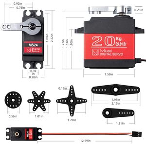 Servomoteur numérique Miuzei 20Kg de couple avec engrenages métalliques pour voiture RC 1/10 1/8 étanche - Lot de 3 - Product Image 6
