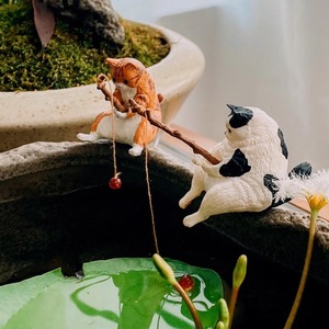 도매 미니어처 레진 낚시 고양이 피규어 어항 장식 미니어처 DIY 액세서리 수중 환경용 - Product Image 4