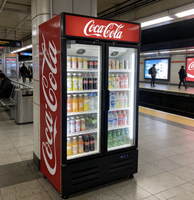 Réfrigérateur vertical à deux portes, congélateur vertical, refroidisseur de boissons à température unique pour utilisation en supermarché