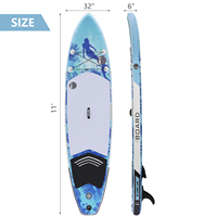 Planche à pagaie gonflable IBoard SUP de 11'0 avec motif sirène, en PVC, personnalisable avec logo