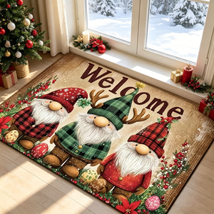 Paillasson <span class=keywords><strong>de</strong></span> Noël Premium à Motifs Animaux, Antidérapant, en Polyester Lavable, Réversible, avec Motifs Festifs - Product Image 1