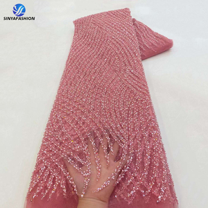 Sinya Hot Luxe Zware Kralen Kant Borduurwerk Bruidskralen Kant Diverse Kleuren Pailletten Kant Stoffen Voor Vrouwen Borduurwerk - Product Image 4