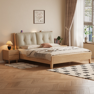 Nordic Solid Wood <strong>Bed</strong> Modern Simple Design Double <strong>Bed</strong> 1.5m Small Apartment Bedroom Soft Bag Storage <strong>Single</strong> <strong>Bed</strong> Home Furniture