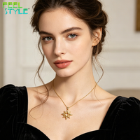 Collier pendentif étoile de Vénus plaqué or 18 carats, collier en acier inoxydable avec pendentif étoile creuse, bijoux tendance pour femmes