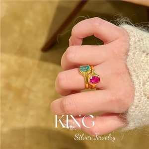 Anillo de Plata S925 Chapado en Oro con Diseño Geométrico de Circonita, Joyería de Moda para Mujer, Uso Diario - Product Image 5