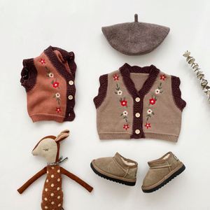 Engepapa printemps automne 100% coton <span class=keywords><strong>tricot</strong></span>é nouveau-né bébé tricots enfants pull col en V <span class=keywords><strong>gilet</strong></span> infantile <span class=keywords><strong>tricot</strong></span> sans manches <span class=keywords><strong>gilet</strong></span> pull - Product Image 2
