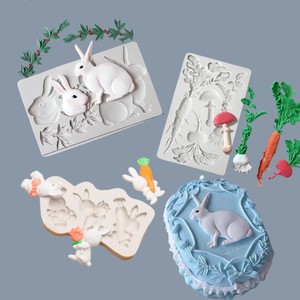 Rabbit And Carrot Silicone Fondant <b>Mold</b> 3 Pieces For Cake Decorating DIY Handmade Easter Chocolate Molding - Product Image 1