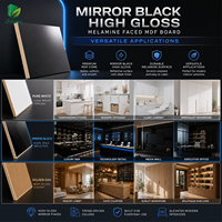 Panneau MDF mélaminé Jinbase 18 mm, noir miroir, haute brillance, E0, 1220x2440 mm, panneau de fibres à densité moyenne stratifié mélamine pour Fu