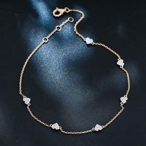 Pulsera de corazón de oro macizo de 10K, 14K, 18K, pulsera de corazón pequeño, pulsera de diamantes de laboratorio pavimentada de doble cara, regalo de hermana de la suerte - Product Image 5